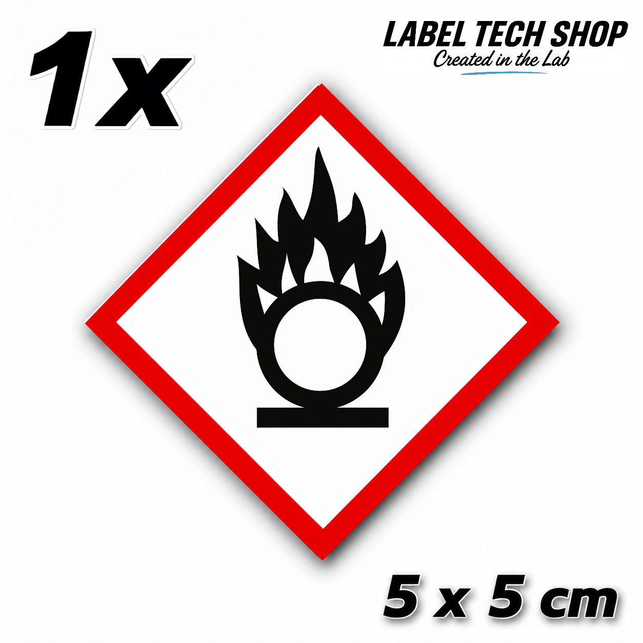 GHS03 Brandfördernd Aufkleber Oxidizing Hazard Sticker Gefahrstoffsymbol Gefahrgut Chemie Labor Kennzeichen nach CLP / GHS Arbeitssicherheit