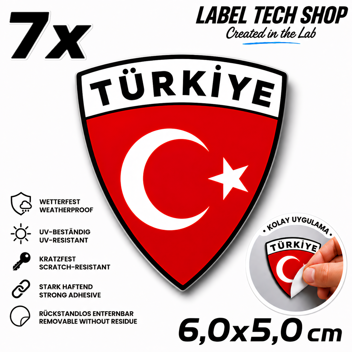 🇹🇷 Türkiye Türkei Wappen Aufkleber Turkey Sticker Çıkartma Wappen Auto Helm Motorrad 6,0x5,0cm NR.007
