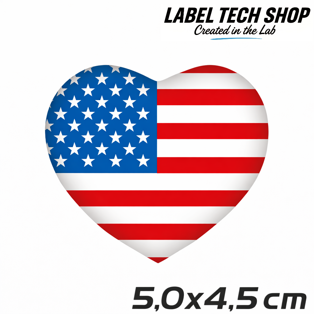 America Amerika Herz Aufkleber Sticker – USA Flag Heart Sticker – Auto Laptop Helm Geschenk – 5,0 × 4,5 cm (057)