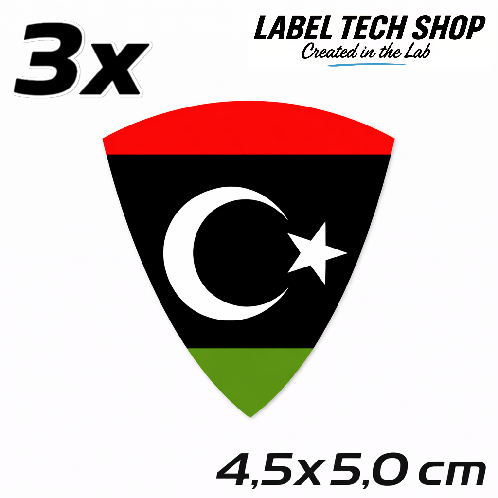 Libyen Libya ليبيا Aufkleber Sticker ملصق – Flag Flagge Wappen Emblem – Auto Laptop Helm Geschenk – 4,5 × 5,0 cm (120)