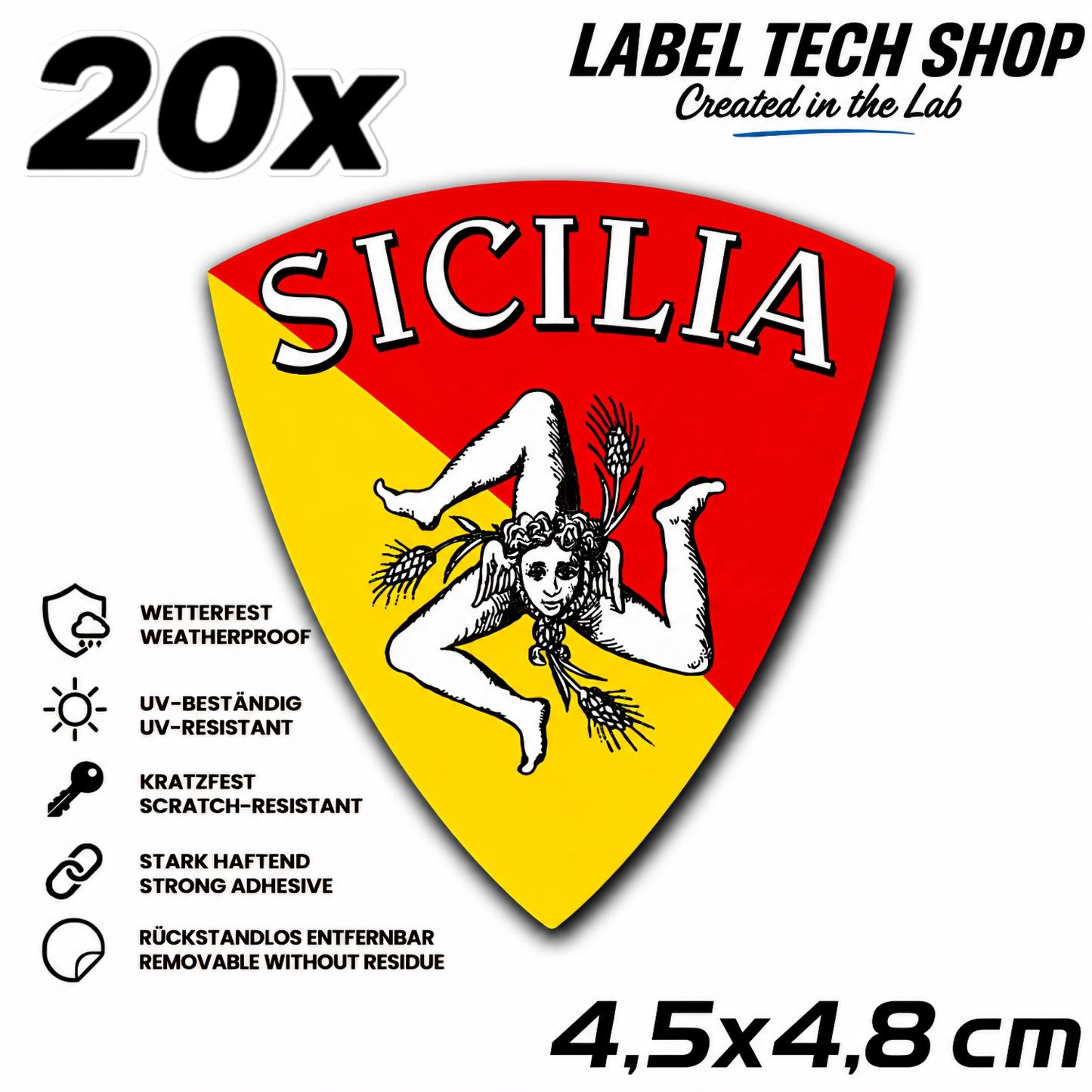 Sizilien Aufkleber Adesivo Siciliano Sicilia Sicily Sticker Flagge Wappen Emblem Auto Helm 4,5x4,8cm NR.019