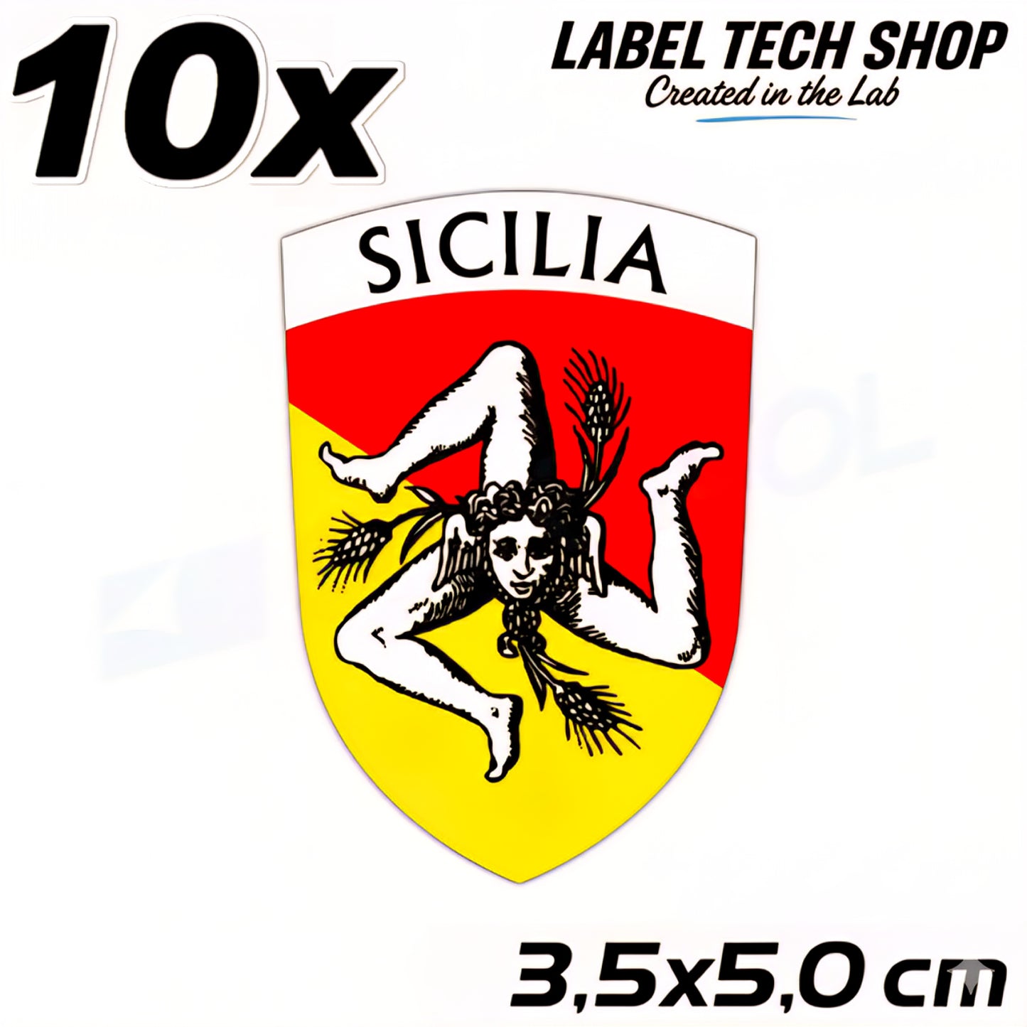 10x Sizilien Aufkleber – Sicilia Sicily Flagge Wappen Sticker 3,5x5,0cm (017)