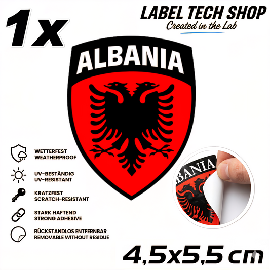 🇦🇱 Albanien Aufkleber Albania Sticker Shqiperia Adler Wappen Emblem Auto Helm 4,5x5,5cm NR.100