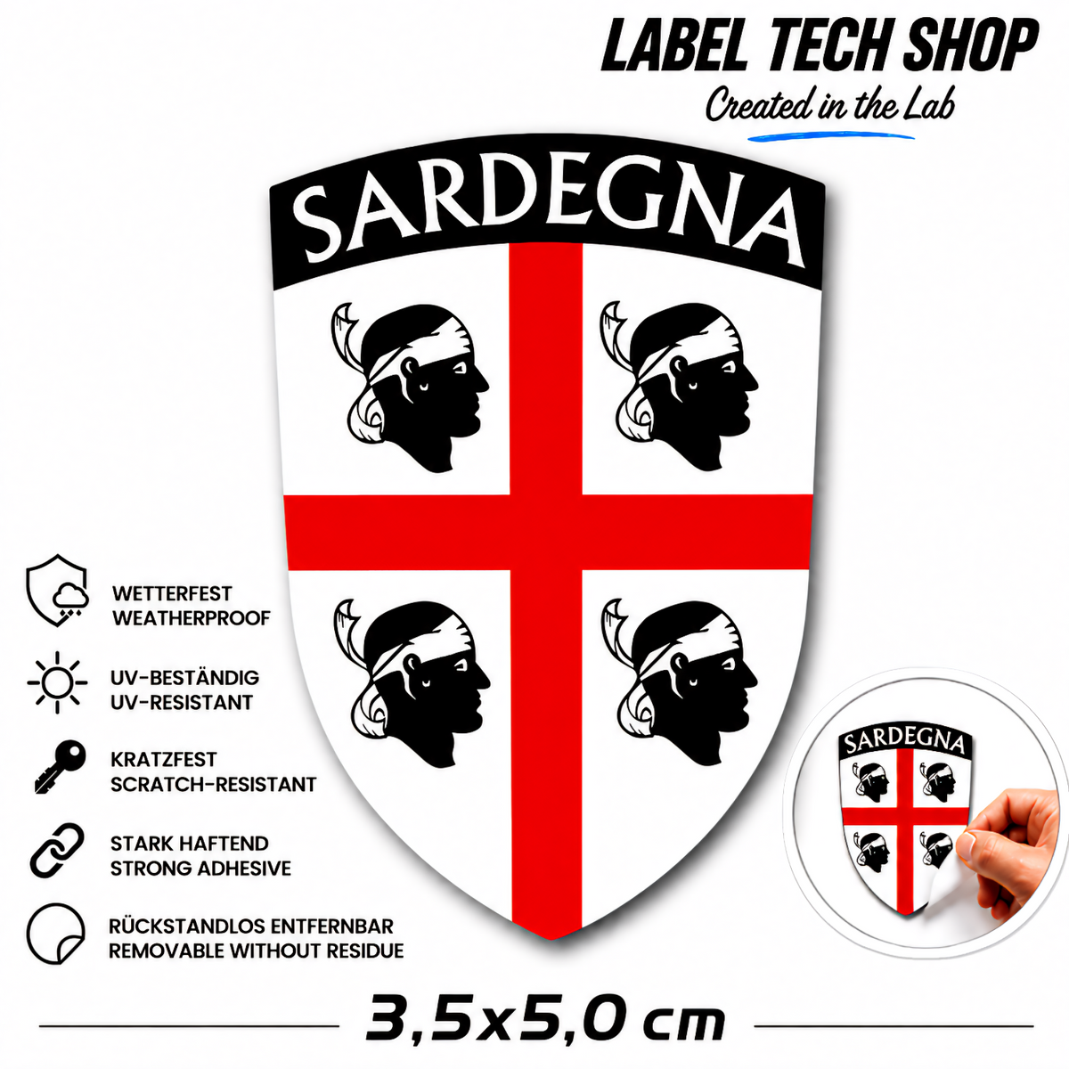 Sardegna Sardinien Sardinia Aufkleber Adesivo Sticker Quattro Mori Flagge Wappen Emblem Auto Helm 3,5x5,5cm NR.015