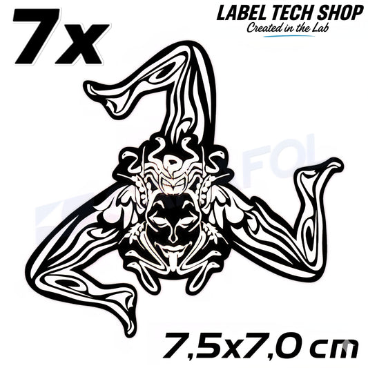 7x Sizilien Trinacria Aufkleber White Black – Sicilia Sicily Sticker 7,5x7,0cm (026)