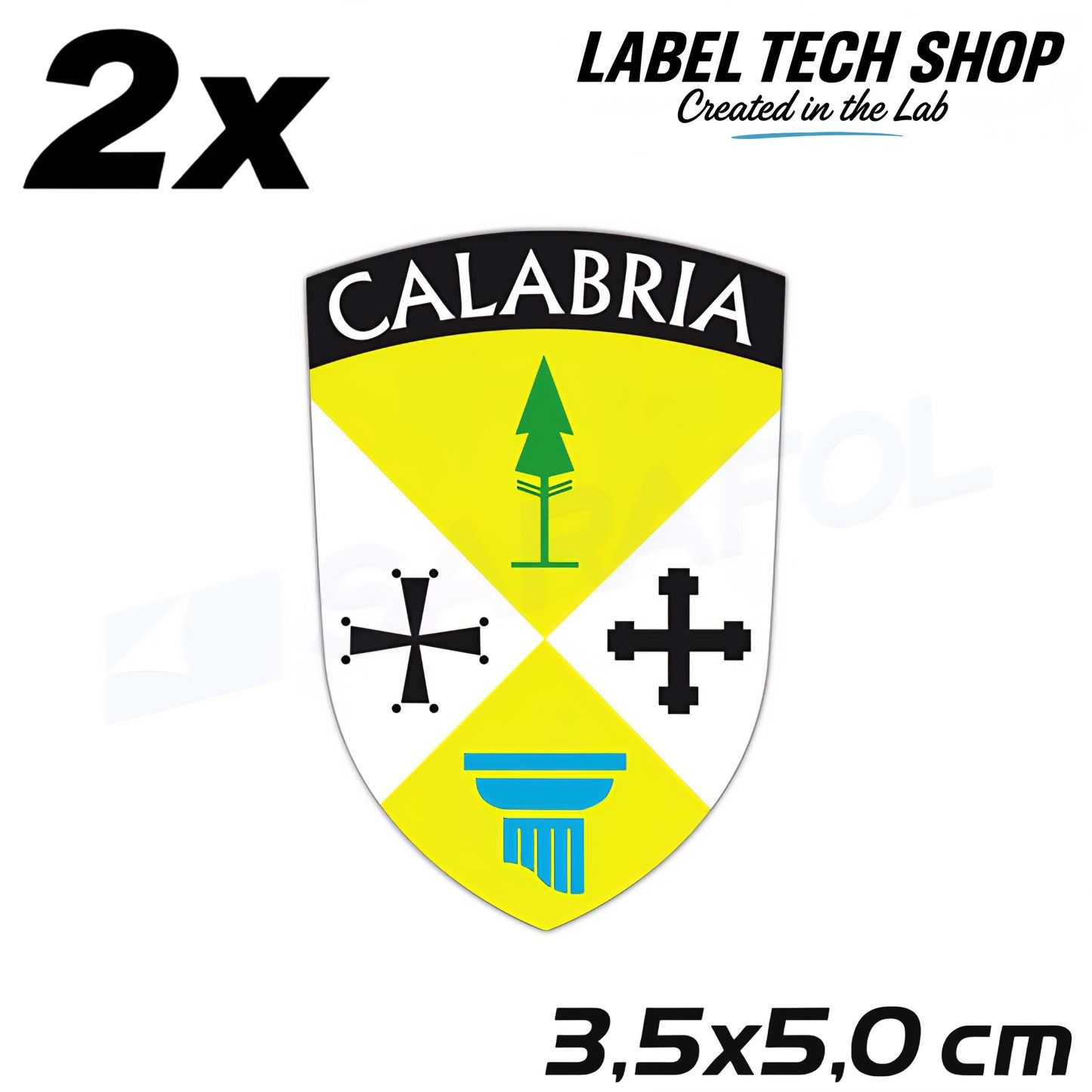 2x Kalabrien Aufkleber Calabria Adesivo Calabre Sticker Flagge Wappen 3,5x5,0cm (018)