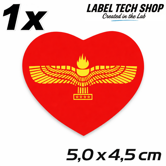 Aramäer Assyrer Herz Aufkleber Sticker – Assyrian Flag Heart Sticker – Auto Laptop Helm Geschenk – 5,0 × 4,5 cm (056)