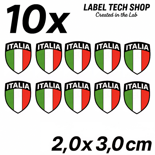 10x Italien Aufkleber Wappen Emblem 2x3cm Flagge Italia Adesivo Sticker 099