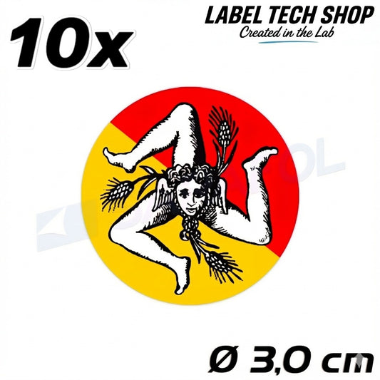 10x Sizilien Aufkleber – Sicilia Sicily Flagge Wappen Sticker Rund Ø 3cm (030)