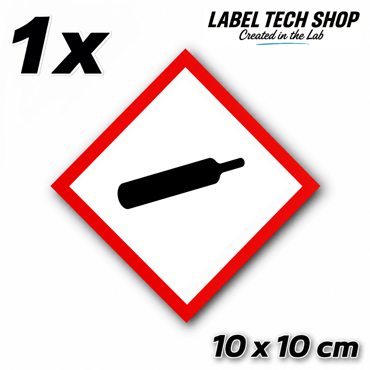 GHS04 Gas unter Druck Aufkleber Gas Cylinder Sticker Gefahrstoffsymbol Druckgas Gefahrgut Chemie Labor Kennzeichen nach CLP / GHS Arbeitssicherheit