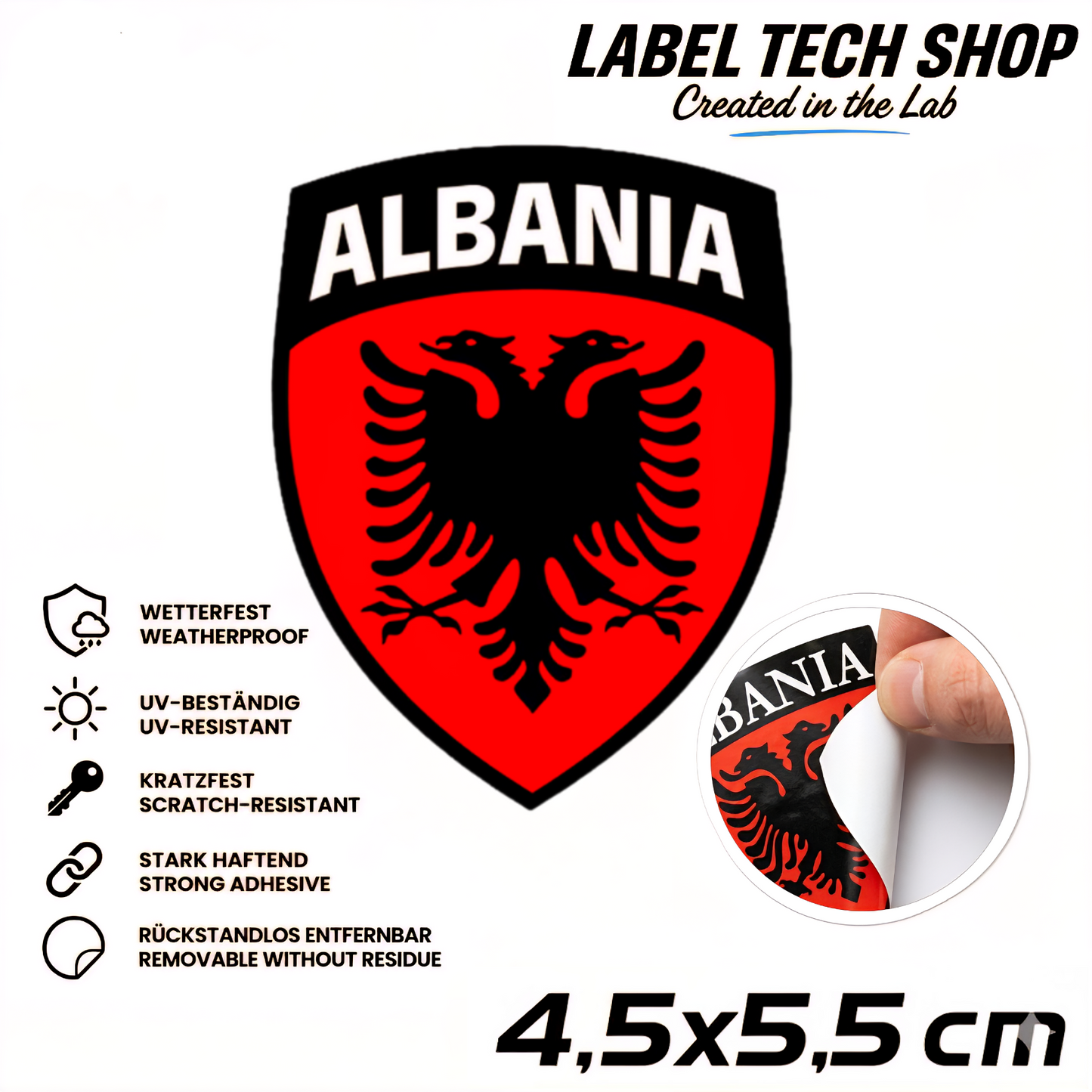 🇦🇱 Albanien Aufkleber Albania Sticker Shqiperia Adler Wappen Emblem Auto Helm 4,5x5,5cm NR.100