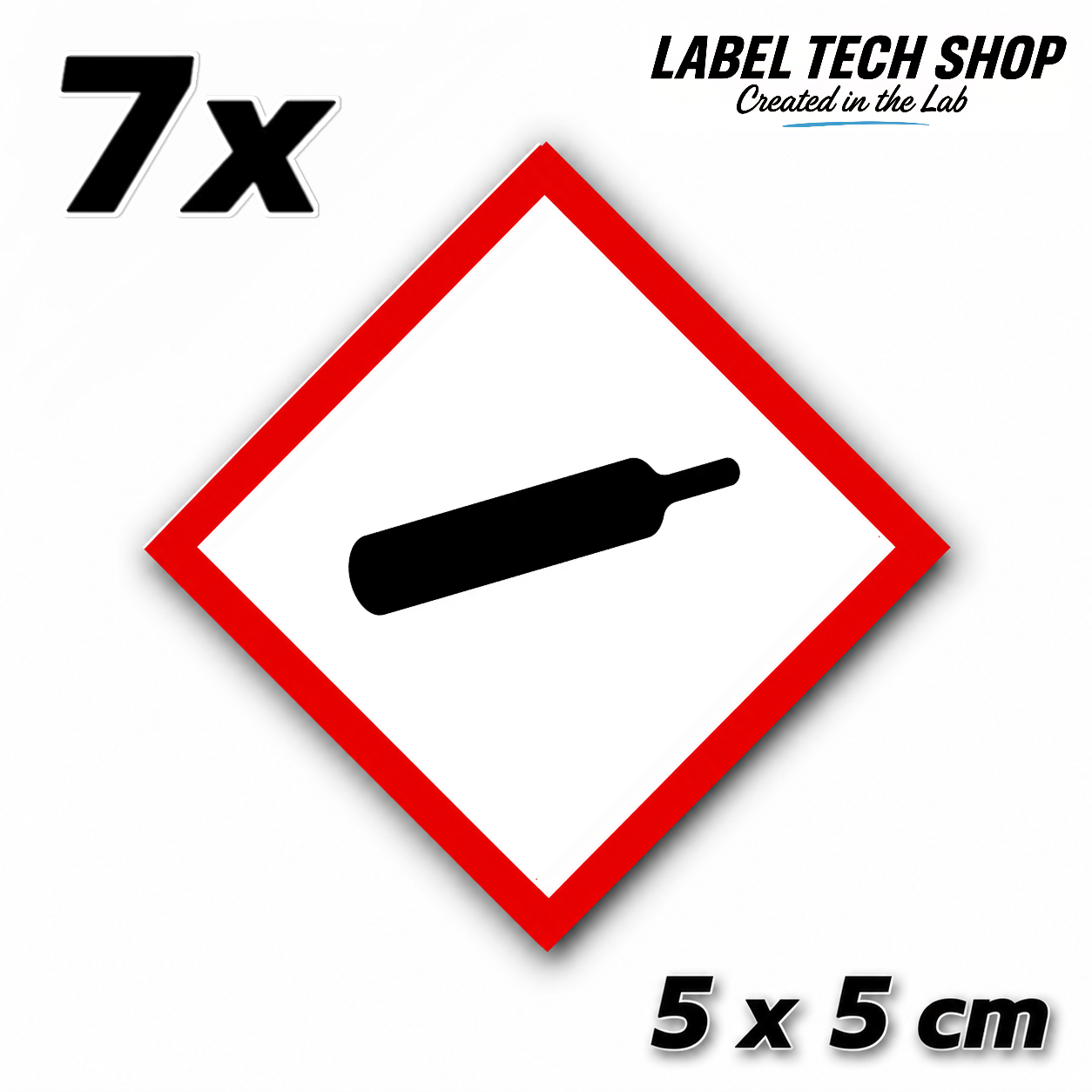 GHS04 Gas unter Druck Aufkleber Gas Cylinder Sticker Gefahrstoffsymbol Druckgas Gefahrgut Chemie Labor Kennzeichen nach CLP / GHS Arbeitssicherheit