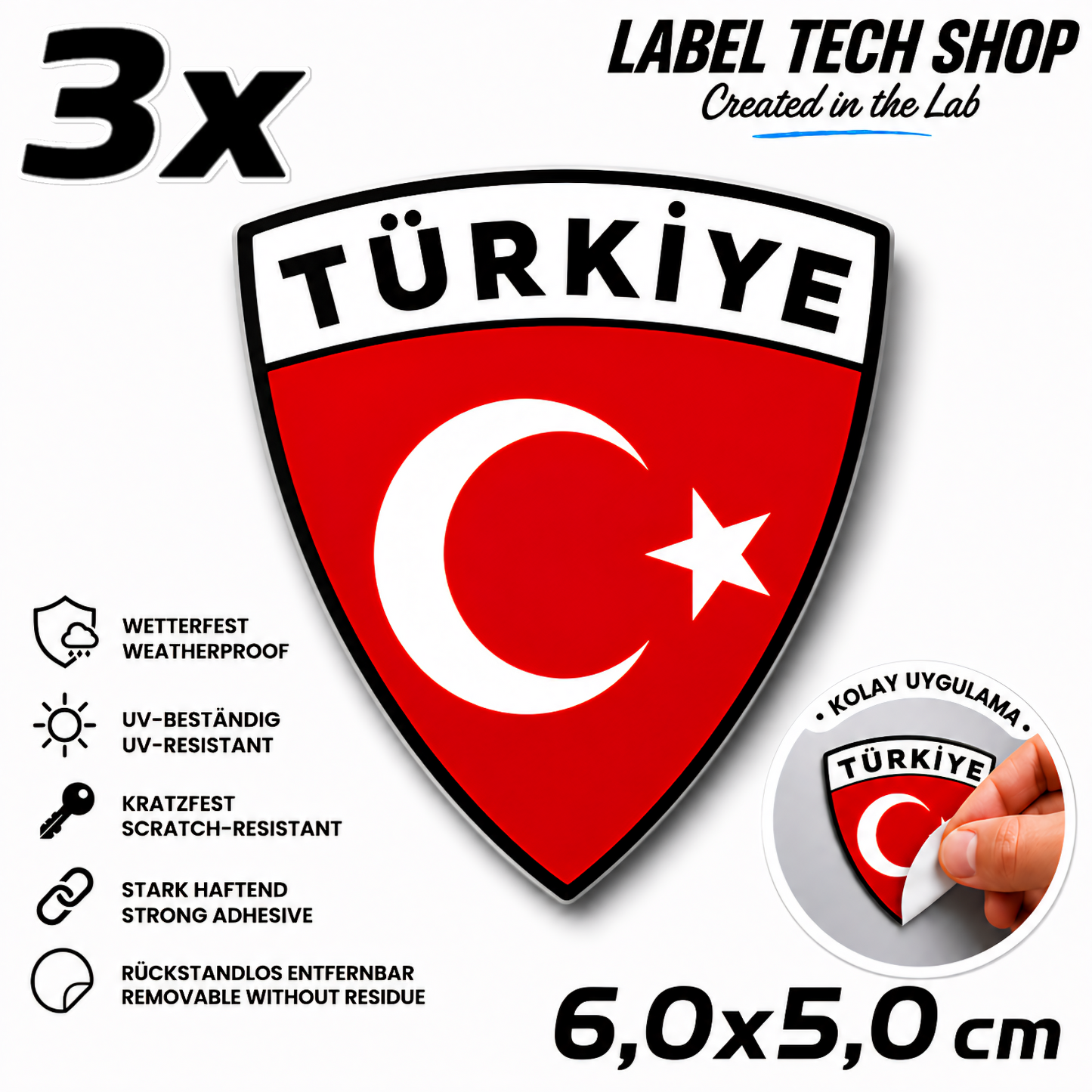 🇹🇷 Türkiye Türkei Wappen Aufkleber Turkey Sticker Çıkartma Wappen Auto Helm Motorrad 6,0x5,0cm NR.007