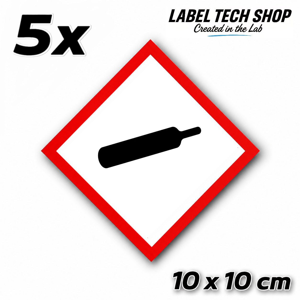 GHS04 Gas unter Druck Aufkleber Gas Cylinder Sticker Gefahrstoffsymbol Druckgas Gefahrgut Chemie Labor Kennzeichen nach CLP / GHS Arbeitssicherheit