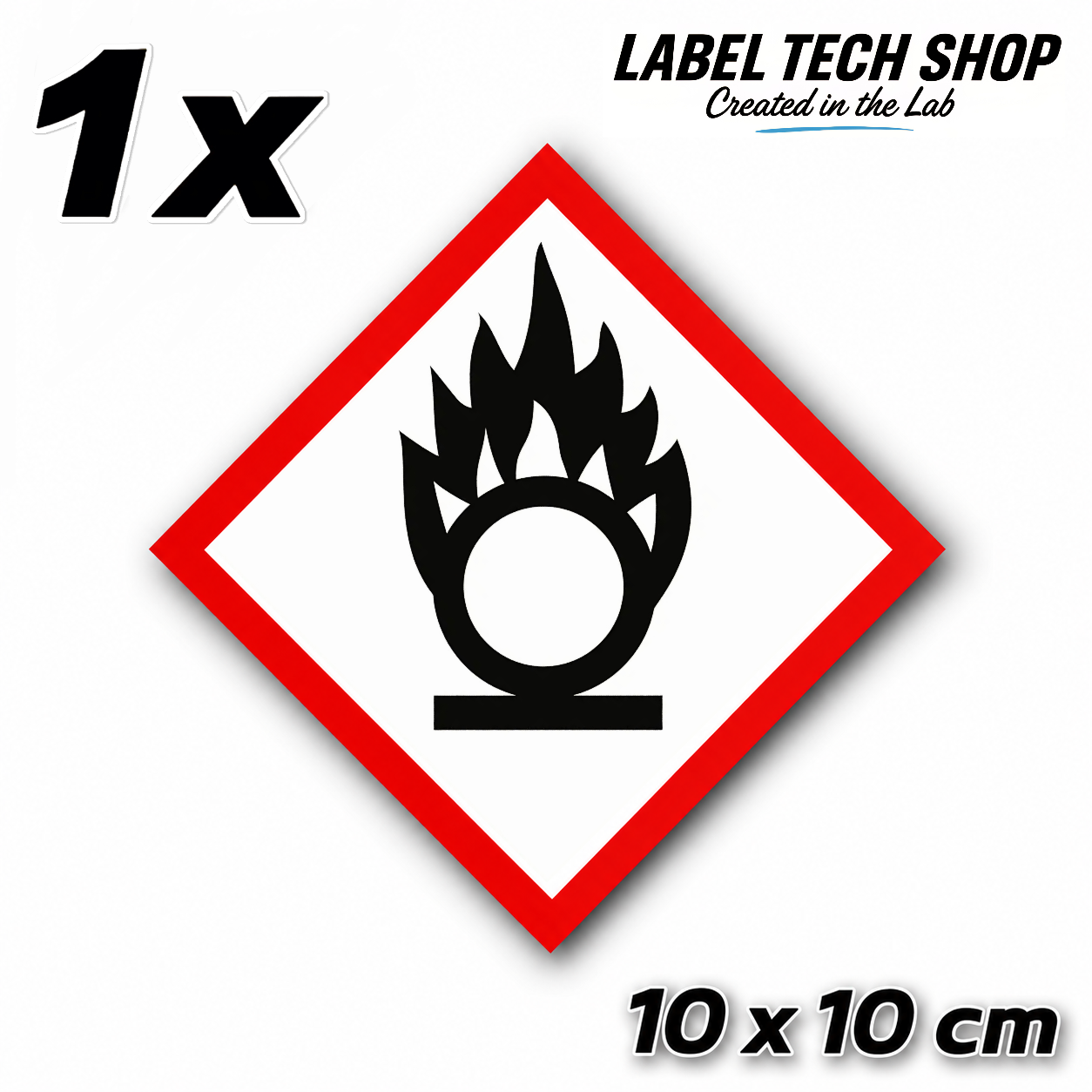 GHS03 Brandfördernd Aufkleber Oxidizing Hazard Sticker Gefahrstoffsymbol Gefahrgut Chemie Labor Kennzeichen nach CLP / GHS Arbeitssicherheit