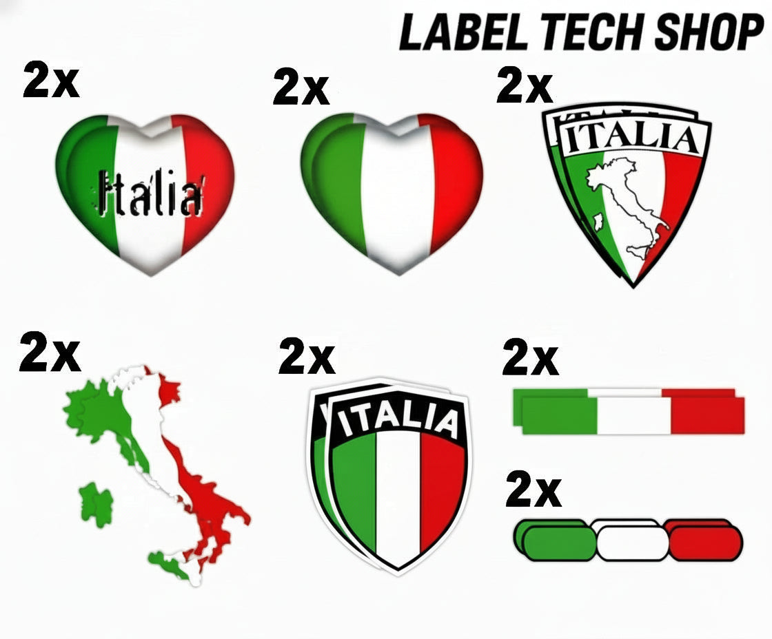 Italia Sticker Set 14x – Italy Italien Flaggen Aufkleber Collection Pack