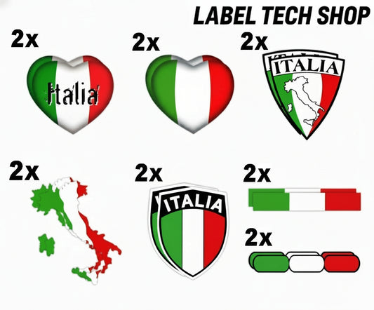 Italia Sticker Set 14x – Italy Italien Flaggen Aufkleber Collection Pack