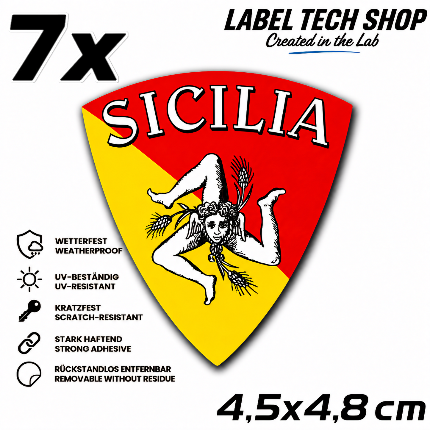 Sizilien Aufkleber Adesivo Siciliano Sicilia Sicily Sticker Flagge Wappen Emblem Auto Helm 4,5x4,8cm NR.019