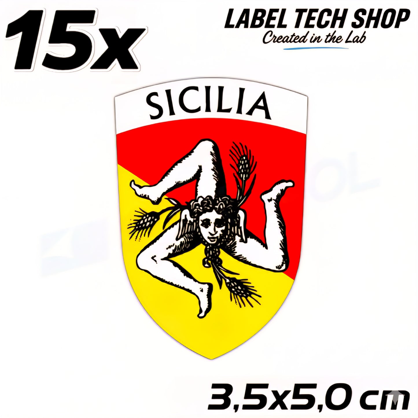 15x Sizilien Aufkleber – Sicilia Sicily Flagge Wappen Sticker 3,5x5,0cm (017)