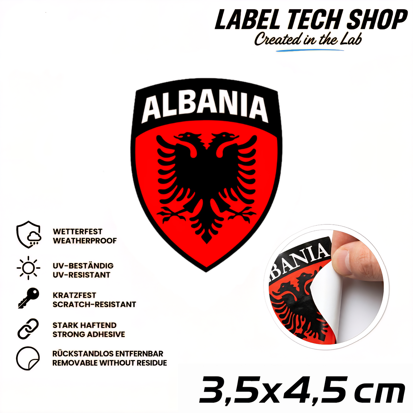 🇦🇱 Albanien Aufkleber Albania Sticker Shqiperia Adler Wappen Emblem Auto Helm 3,5x4,5cm NR.103