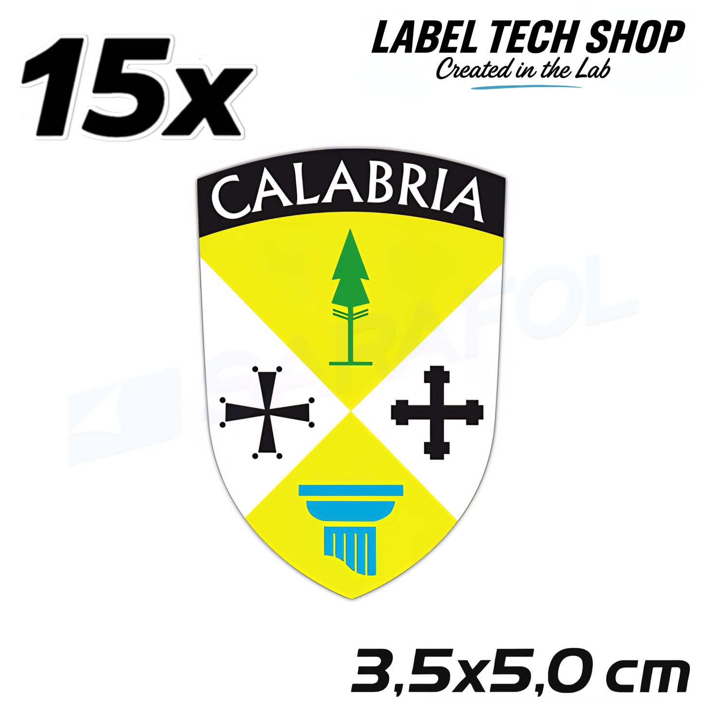 15x Kalabrien Aufkleber Calabria Adesivo Calabre Sticker Flagge Wappen 3,5x5,0cm (018)