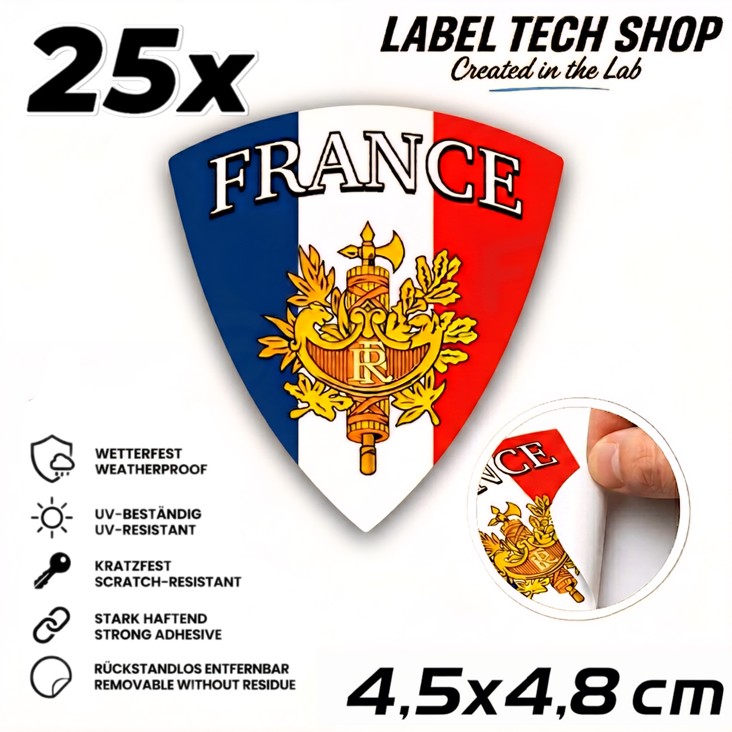🇫🇷 Frankreich Wappen Aufkleber France Sticker Autocollant France Emblem Auto Helm 4,5x4,8cm NR.020