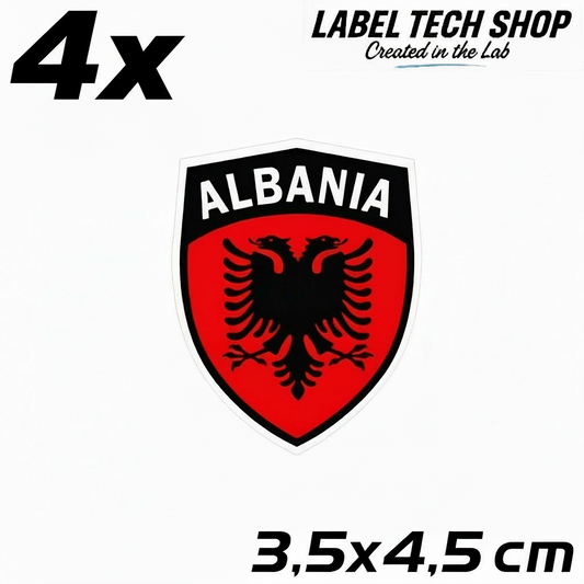 4x Albanien Aufkleber Klein Shqipëria Shqiponja  – Albania Flagge Emblem Wappen Sticker 3,5x4,5cm (108)