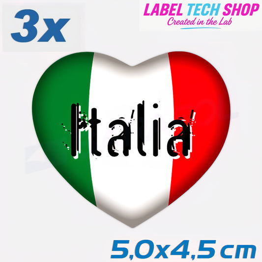 3x Italia/Italien Aufkleber Herz 5×4,5cm Flagge Italien Adesivo Cuore Sticker 060
