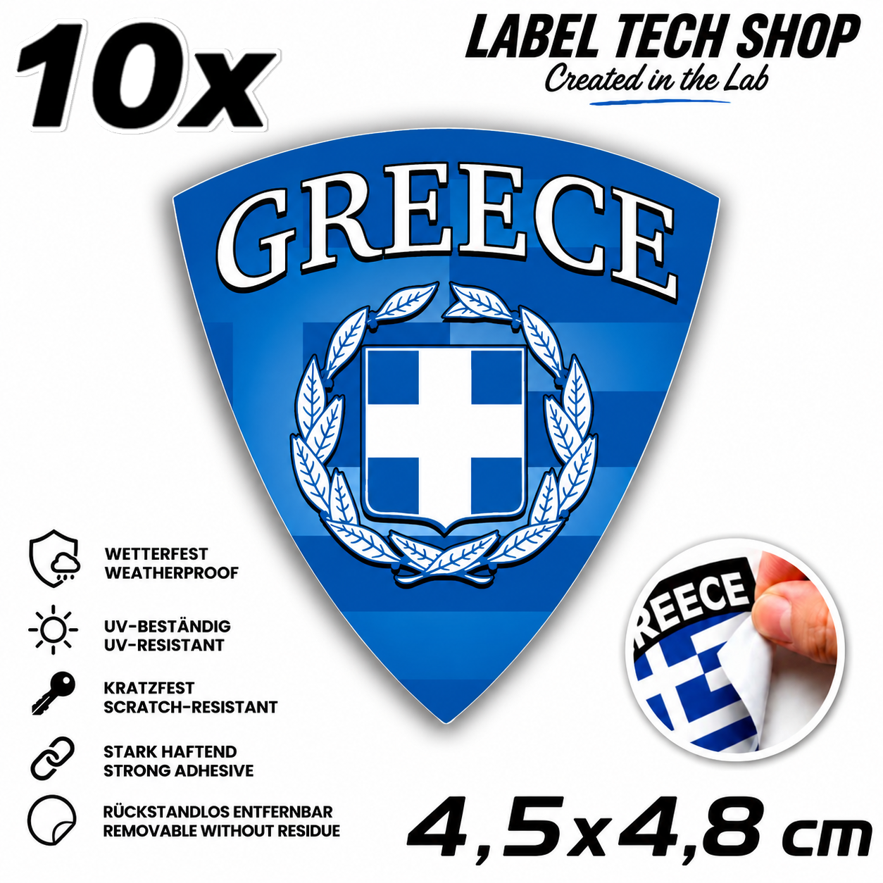 🇬🇷 Griechenland Aufkleber Αυτοκόλλητο Ελλάδας Greece Sticker Flagge Wappen Emblem Auto Helm 4,5x4,8cm NR.115