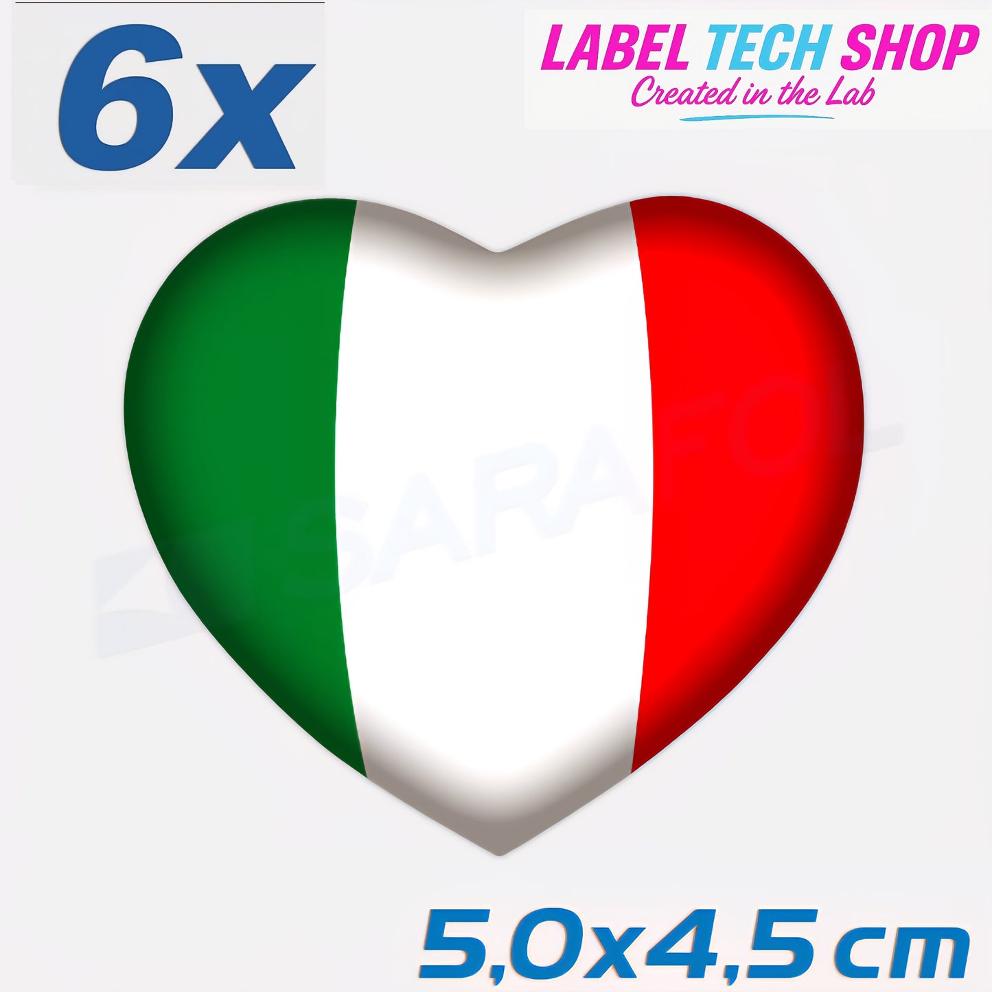 6x Italia/Italien Aufkleber Herz 5×4,5cm Flagge Italien Adesivo Cuore Sticker 046