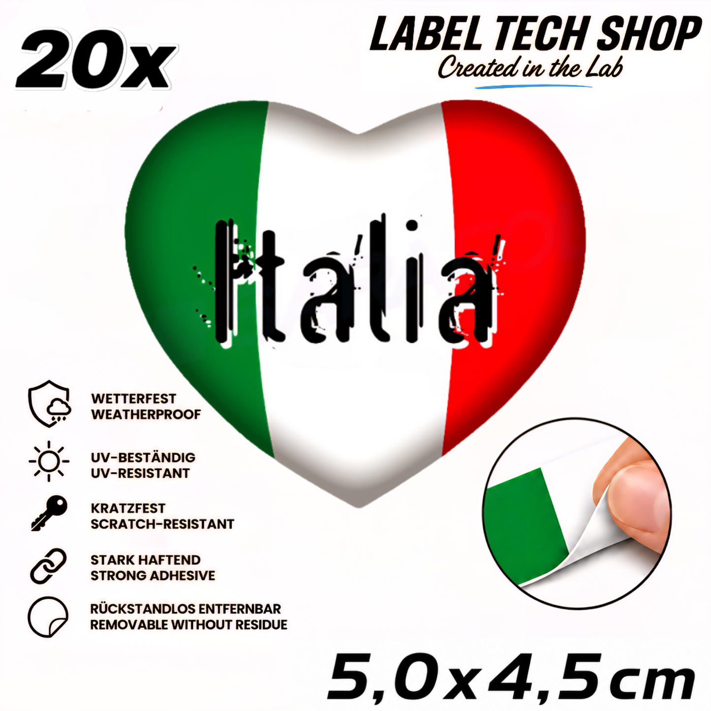 🇮🇹 Italien Aufkleber Herz Italian Sticker Heart Adesivo Cuore Italiano Bandiera Auto Helm 5,0x4,0cm NR.060