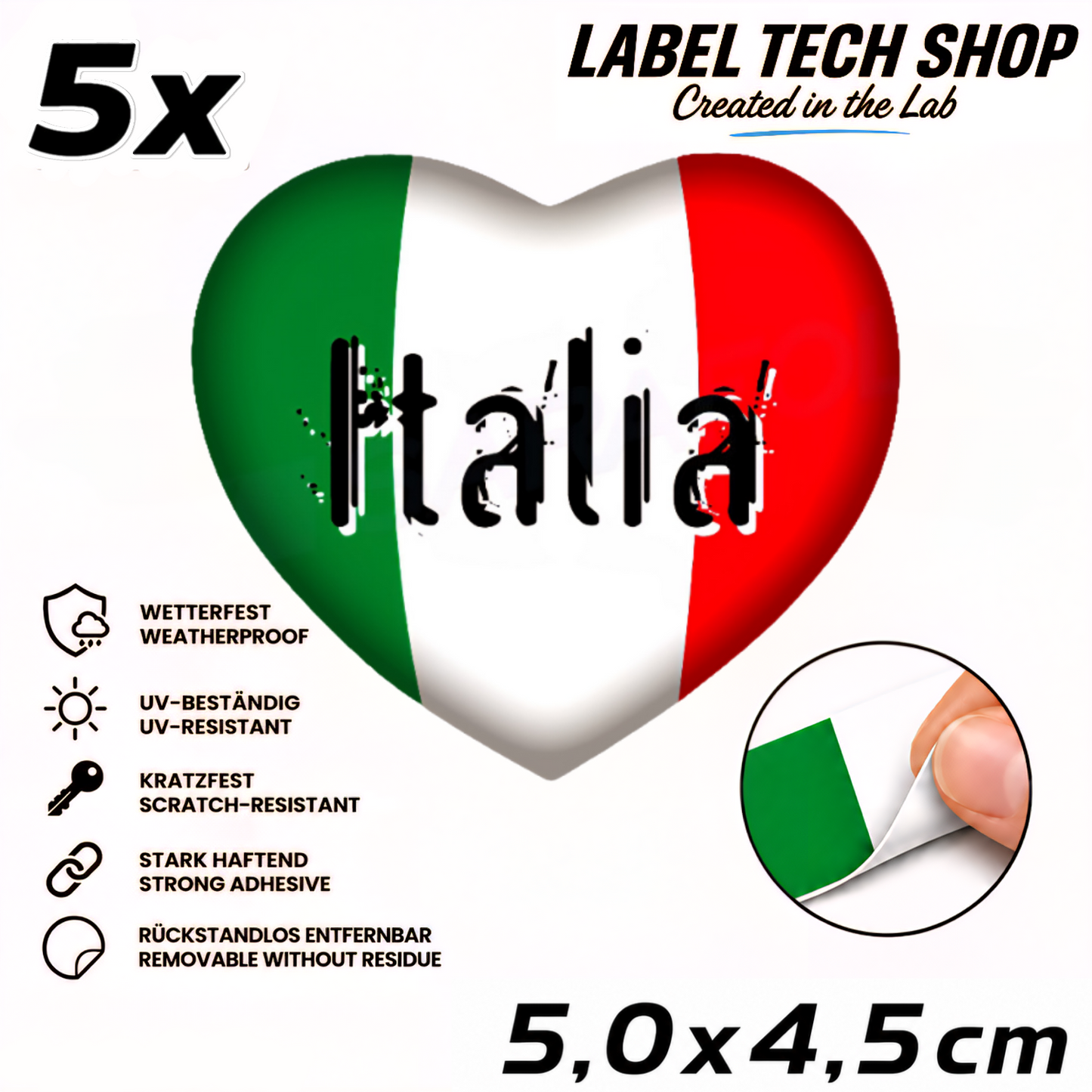 🇮🇹 Italien Aufkleber Herz Italian Sticker Heart Adesivo Cuore Italiano Bandiera Auto Helm 5,0x4,0cm NR.060