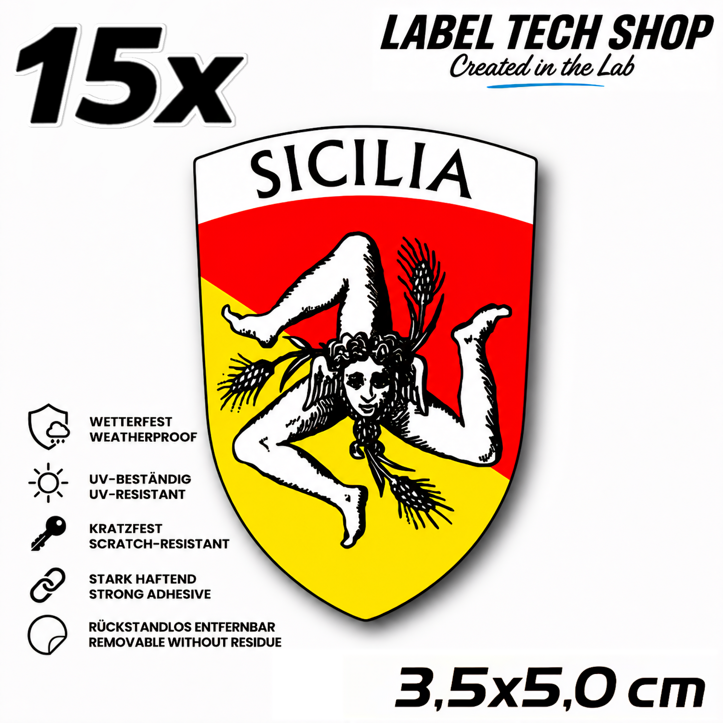 Sizilien Aufkleber Adesivo Siciliano Sicilia Sicily Sticker Flagge Wappen Emblem Auto Helm 3,5x5,0cm NR.017