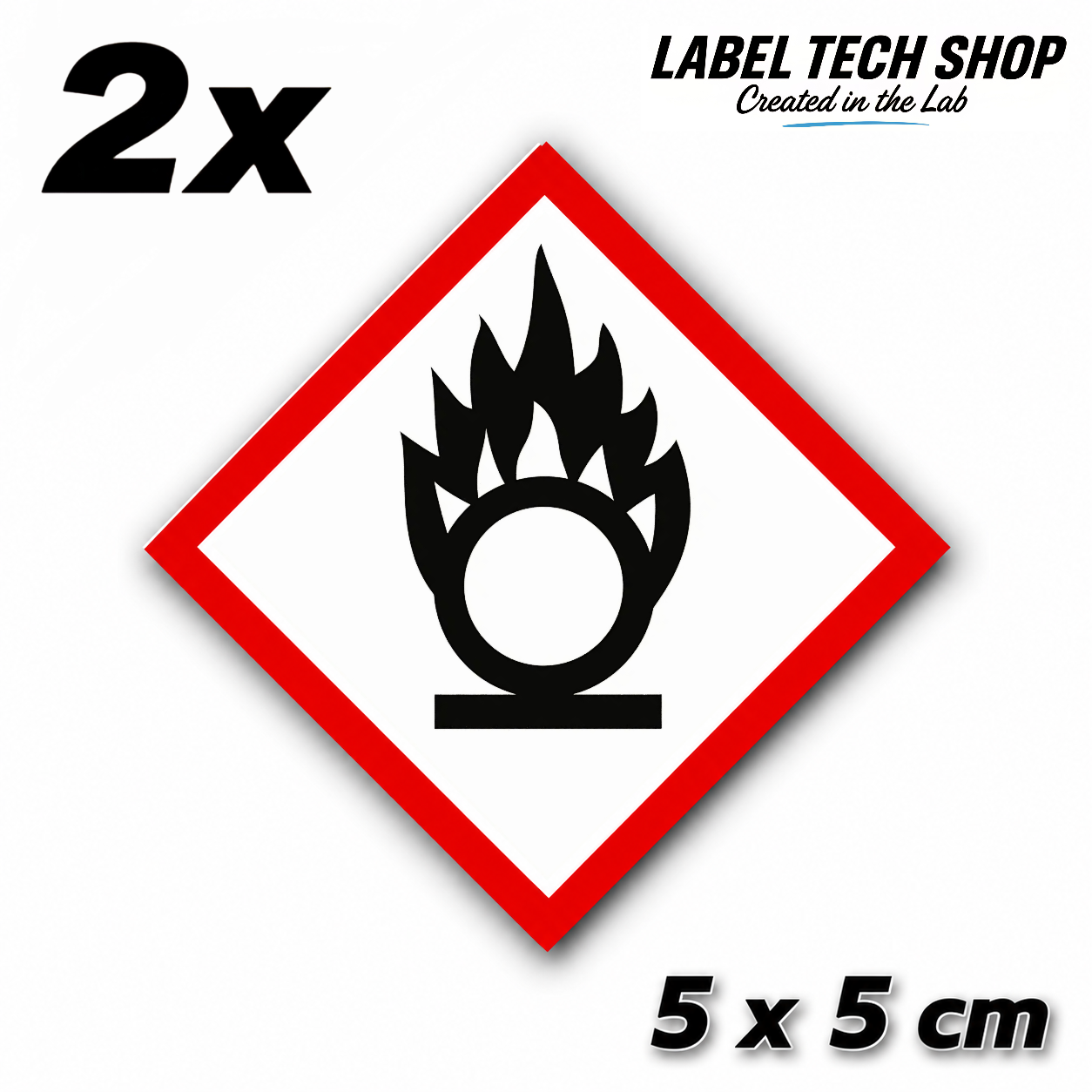 GHS03 Brandfördernd Aufkleber Oxidizing Hazard Sticker Gefahrstoffsymbol Gefahrgut Chemie Labor Kennzeichen nach CLP / GHS Arbeitssicherheit