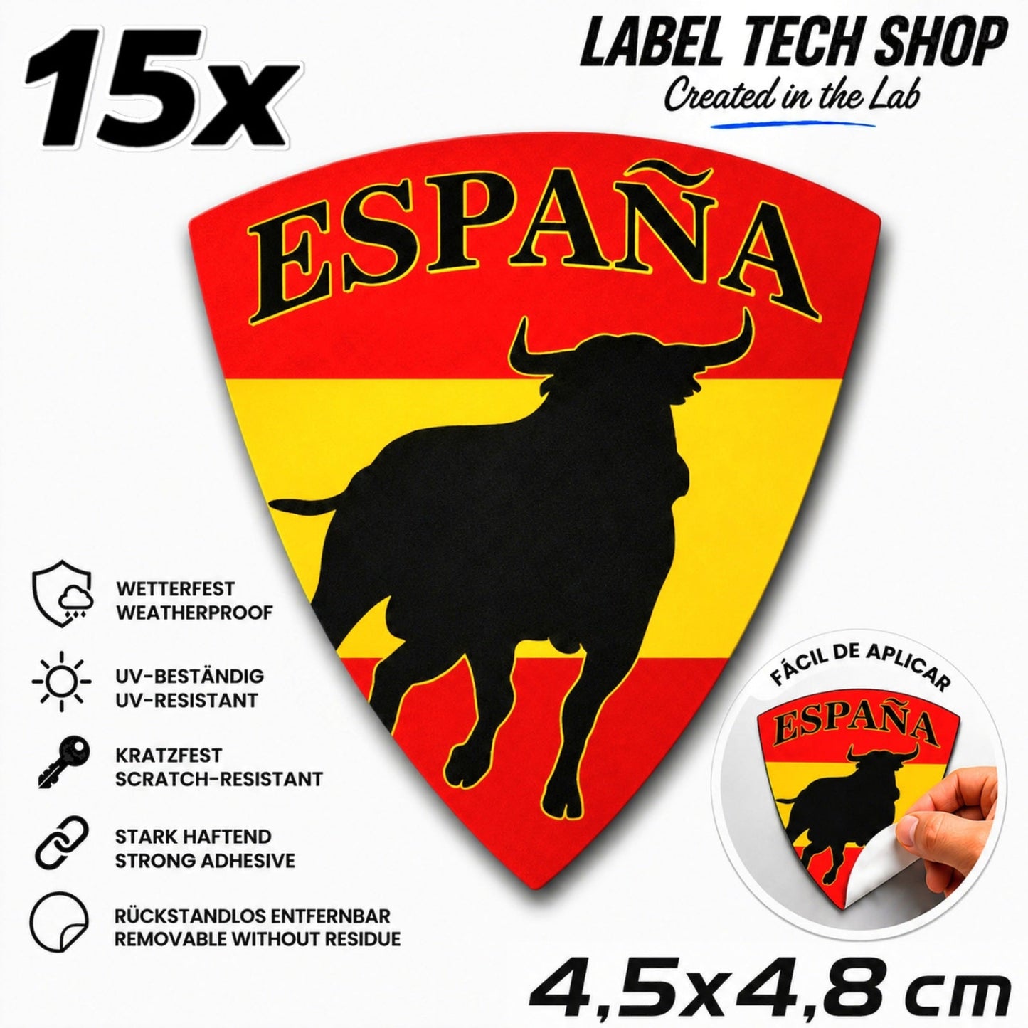 Spanien Spain España Emblem Aufkleber Sticker Spain Flag Adhesivo Autocollante – Auto Laptop Helm – 4,5x4,8cm NR.002