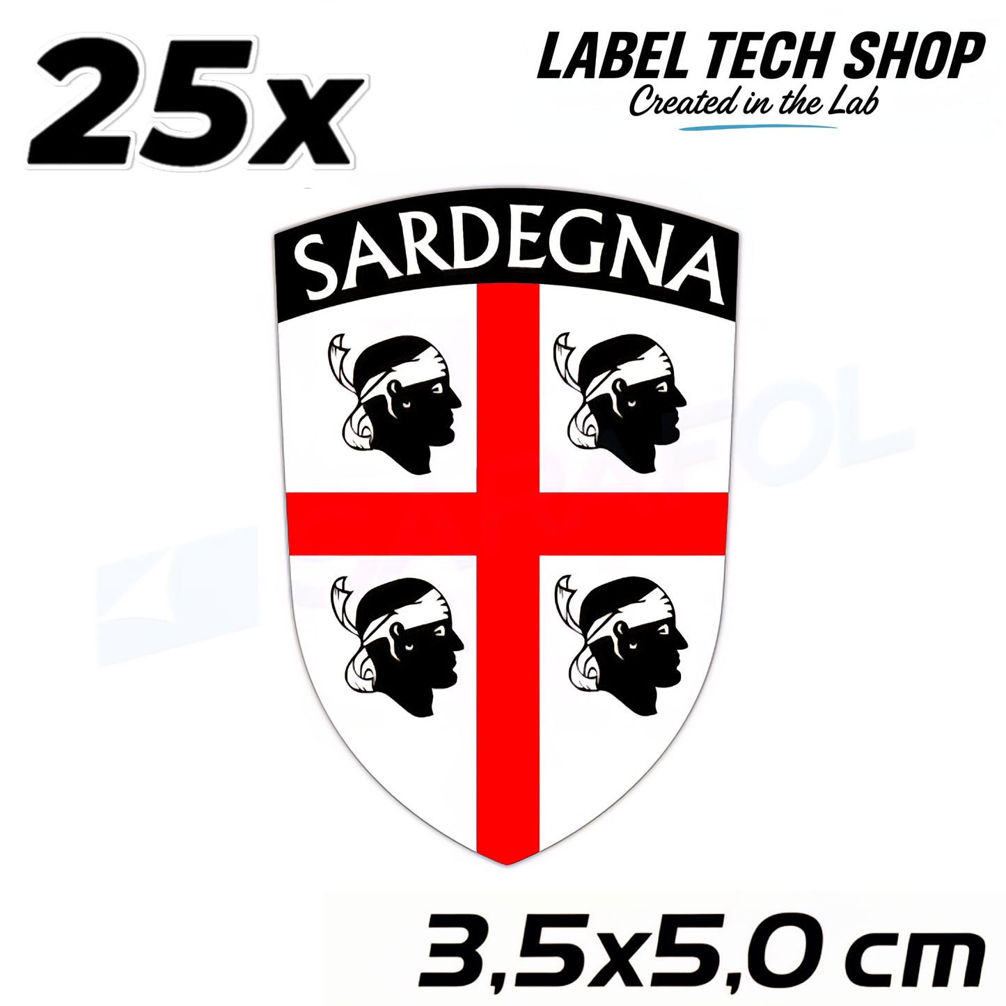 25x Sardinien Aufkleber Sardegna Sardinia Flagge Wappen Sticker 3,5x5,0cm (015)