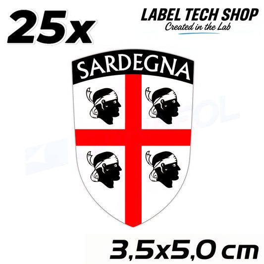 25x Sardinien Aufkleber Sardegna Sardinia Flagge Wappen Sticker 3,5x5,0cm (015)