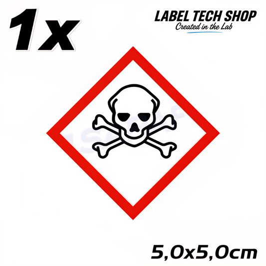 GHS06 Totenkopf Aufkleber  Giftige Chemikalien Toxisch nach CLP Norm Arbeitssicherheit