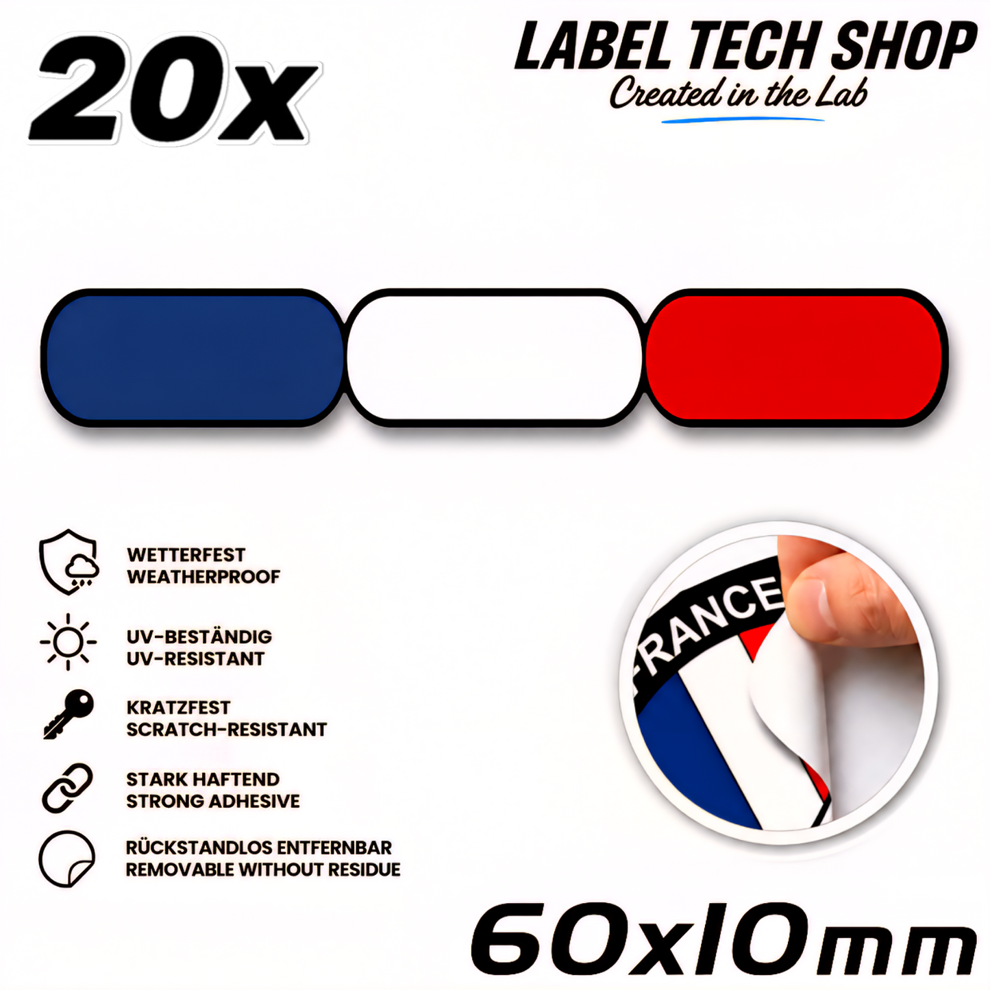 🇫🇷 Frankreich Flagge Aufkleber France Sticker Autocollant France Emblem Auto Helm 60x10mm NR.038