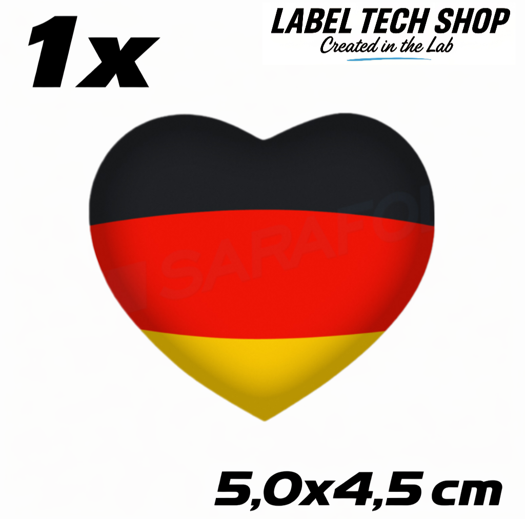 Deutschland Herz Aufkleber (048) – Germany Heart Sticker – Deutschland Flagge Herz – 5,0 × 4,5 cm