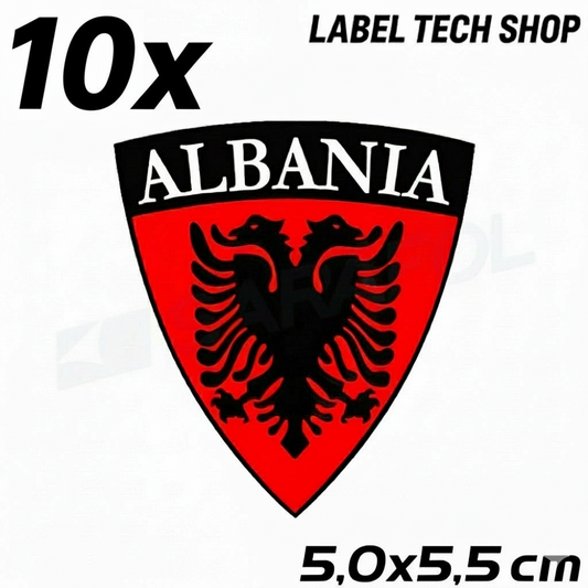 10x Albania Shqiponja Wappen Sticker – Albanien Flagge Emblem Aufkleber 5,0x5,5cm (004)