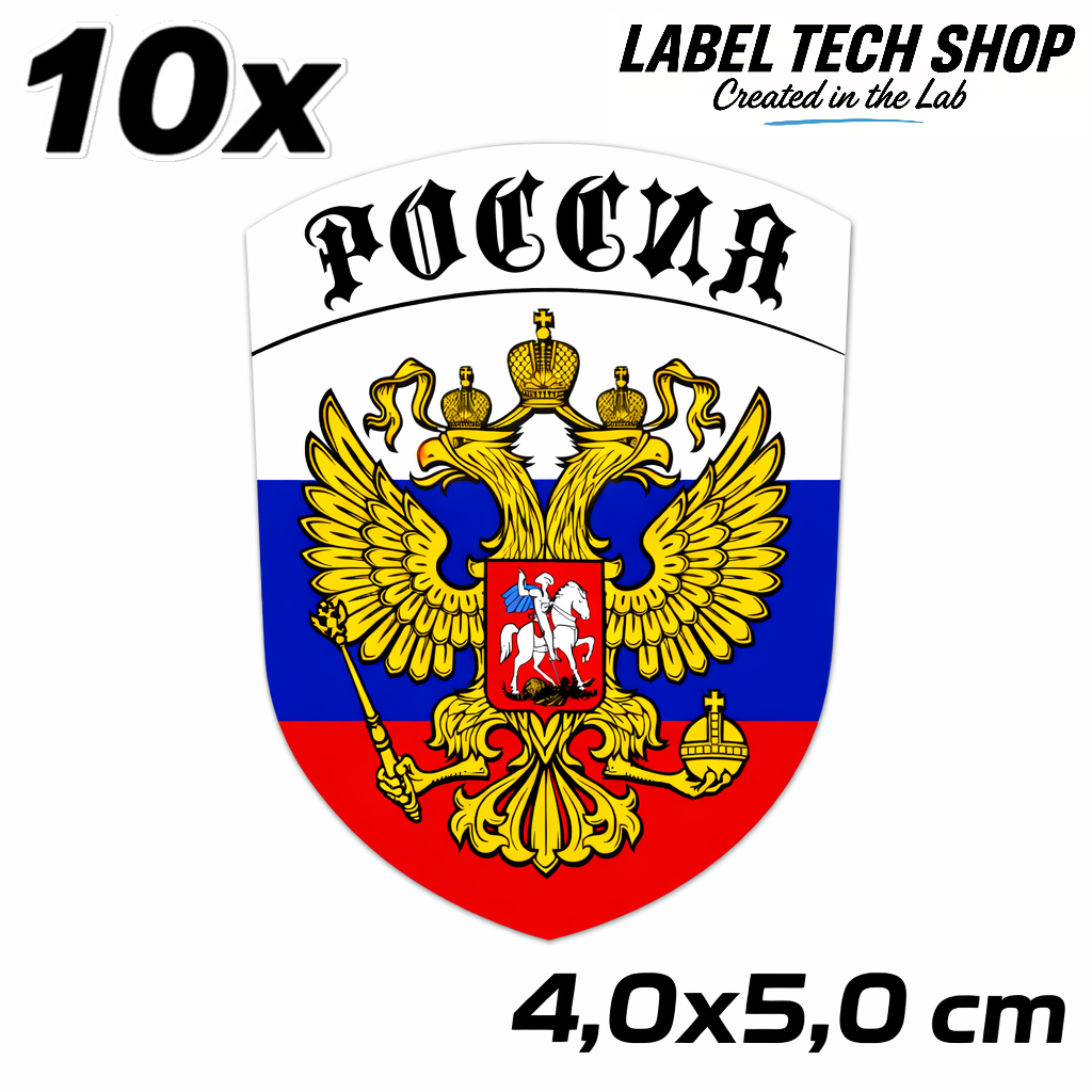 Russland Russia Russland Wappen Aufkleber – Россия Emblem Sticker – 4,0 × 5,0 cm (014)