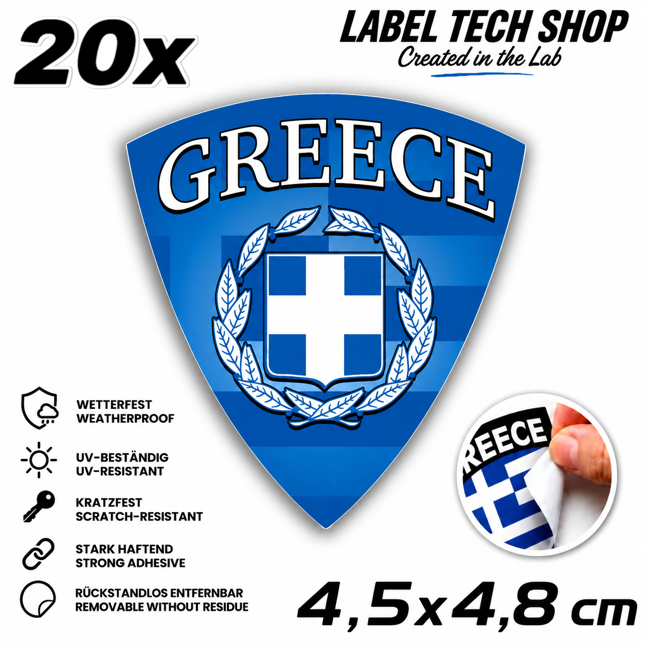 🇬🇷 Griechenland Aufkleber Αυτοκόλλητο Ελλάδας Greece Sticker Flagge Wappen Emblem Auto Helm 4,5x4,8cm NR.115