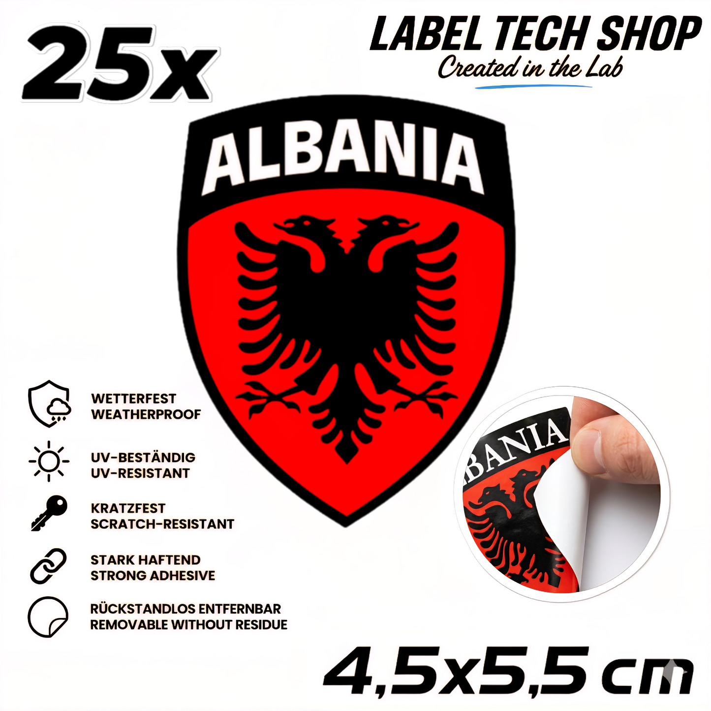 🇦🇱 Albanien Aufkleber Albania Sticker Shqiperia Adler Wappen Emblem Auto Helm 4,5x5,5cm NR.100