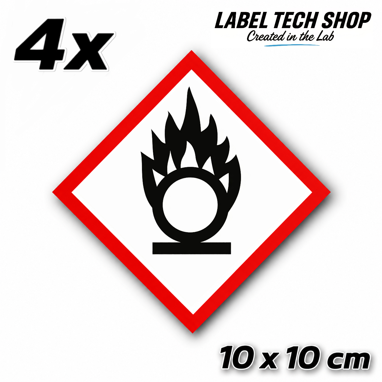 GHS03 Brandfördernd Aufkleber Oxidizing Hazard Sticker Gefahrstoffsymbol Gefahrgut Chemie Labor Kennzeichen nach CLP / GHS Arbeitssicherheit