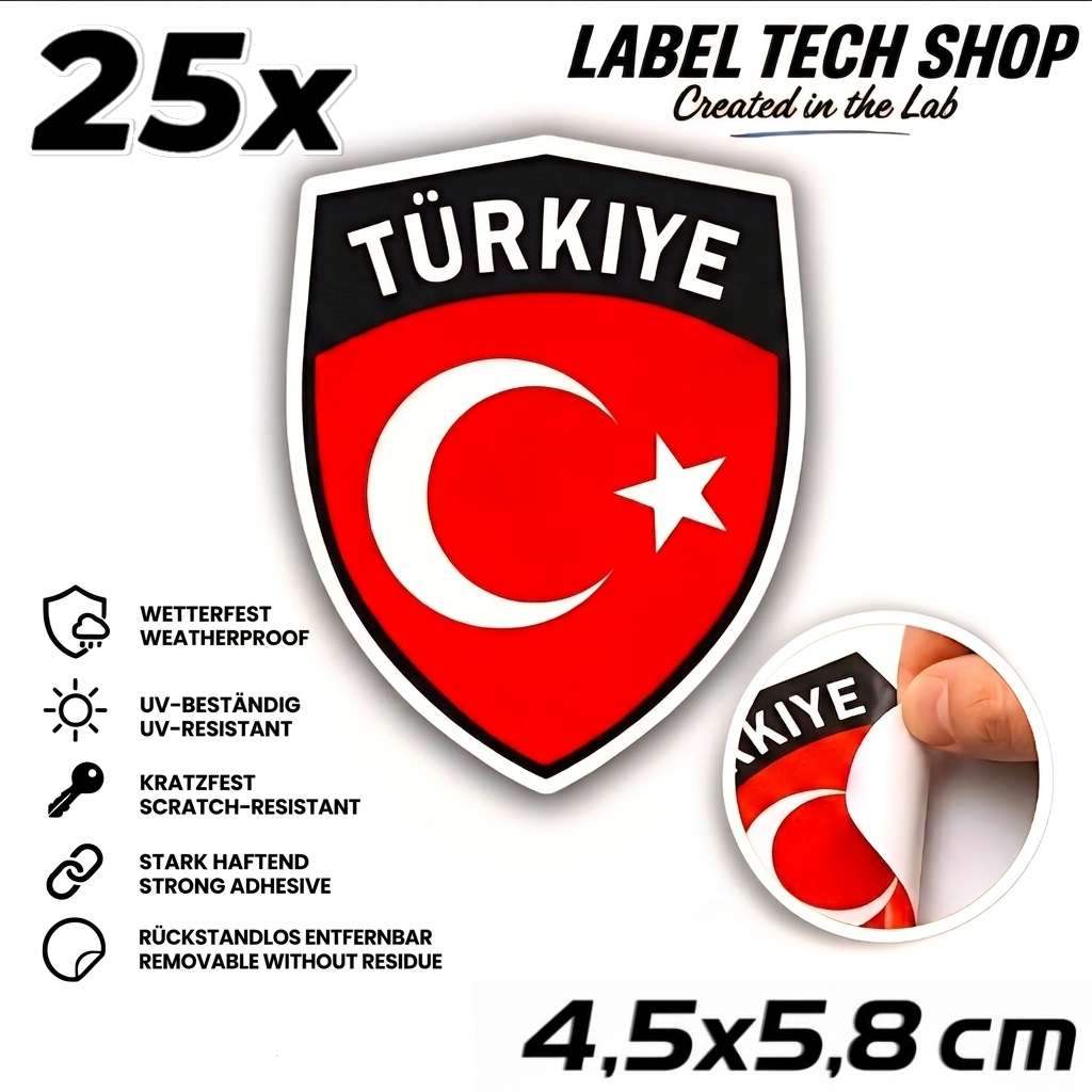 🇹🇷 Türkei Wappen Aufkleber Turkey Sticker Türkiye Çıkartma Wappen Auto Helm Motorrad 4,5x5,8cm NR.101