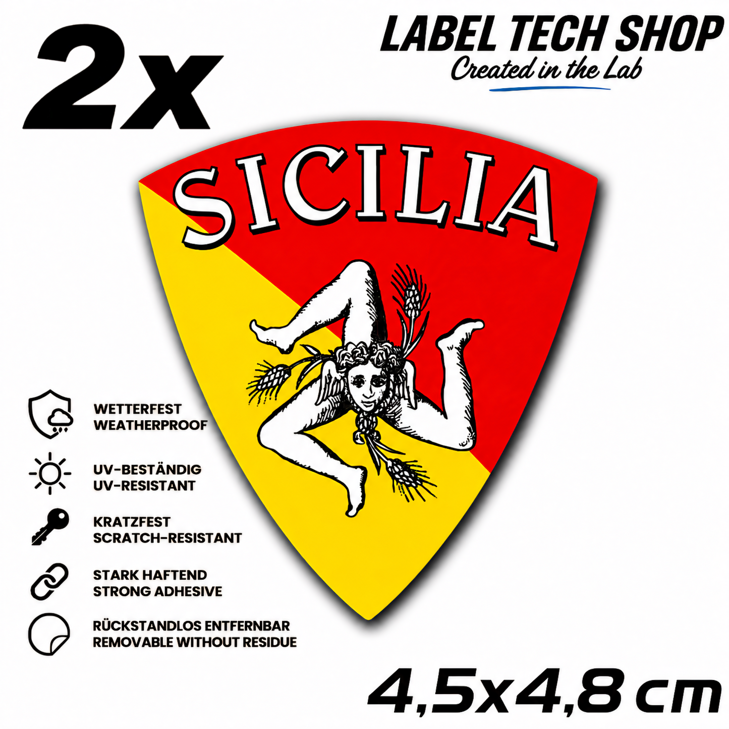 Sizilien Aufkleber Adesivo Siciliano Sicilia Sicily Sticker Flagge Wappen Emblem Auto Helm 4,5x4,8cm NR.019