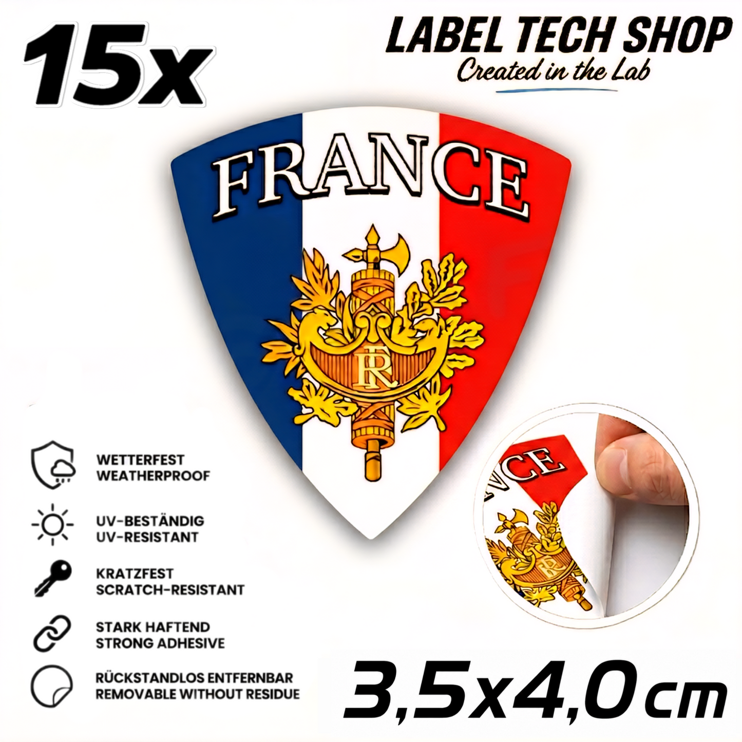 🇫🇷 Frankreich Wappen Aufkleber France Sticker Autocollant France Emblem Auto Helm 3,5x4,0cm NR.003