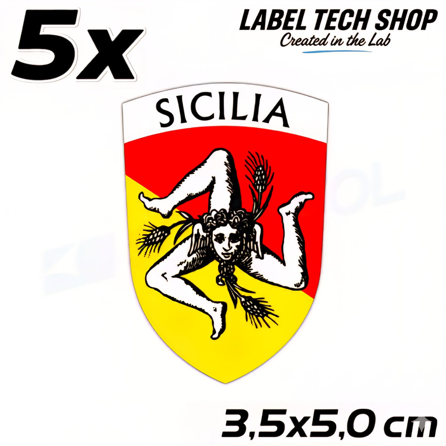 5x Sizilien Aufkleber – Sicilia Sicily Flagge Wappen Sticker 3,5x5,0cm (017)