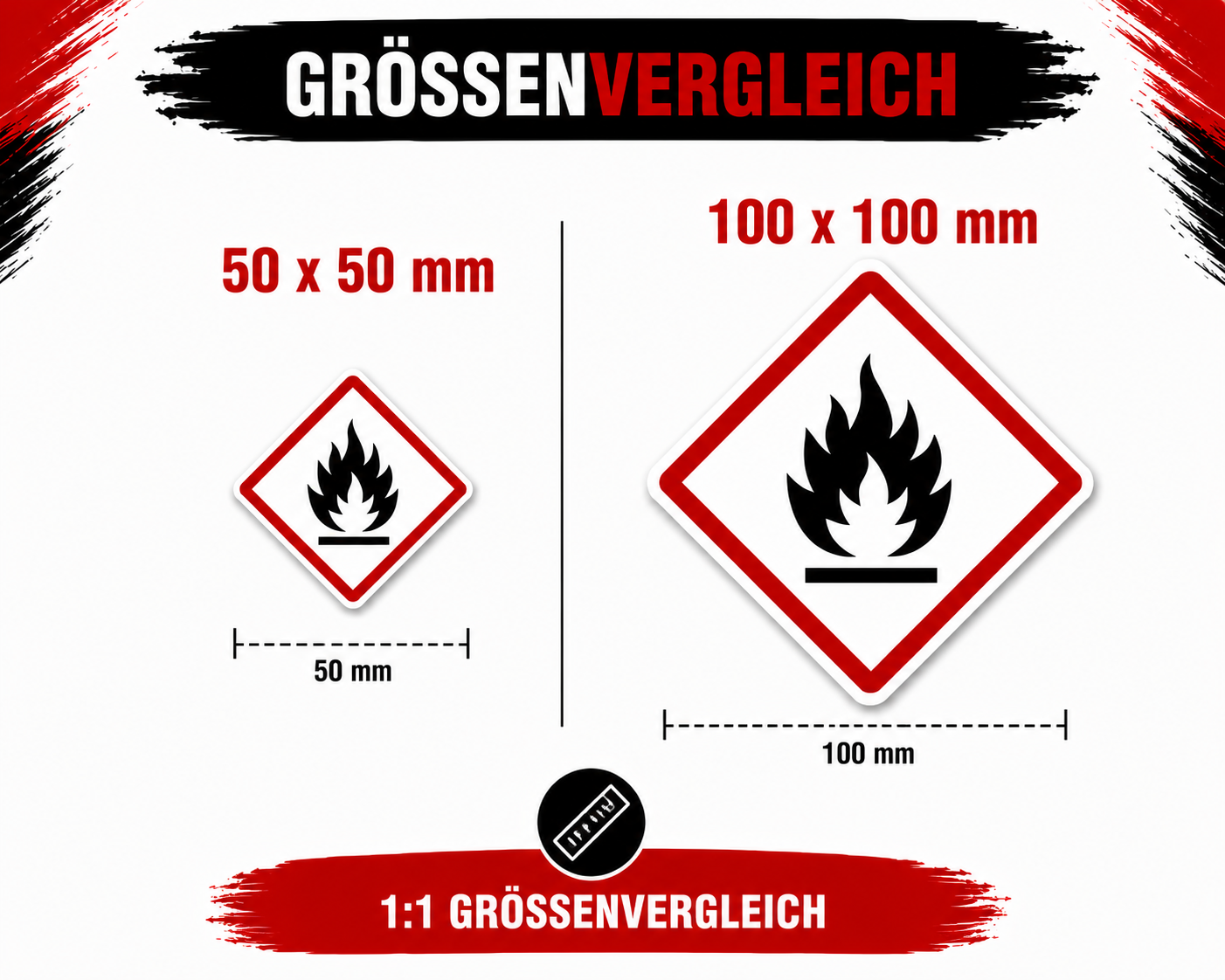 GHS Gefahrstoff-Aufkleber Set | GHS Hazard Label Sticker Set – Alle 9 GHS-Symbole | All 9 GHS Symbols